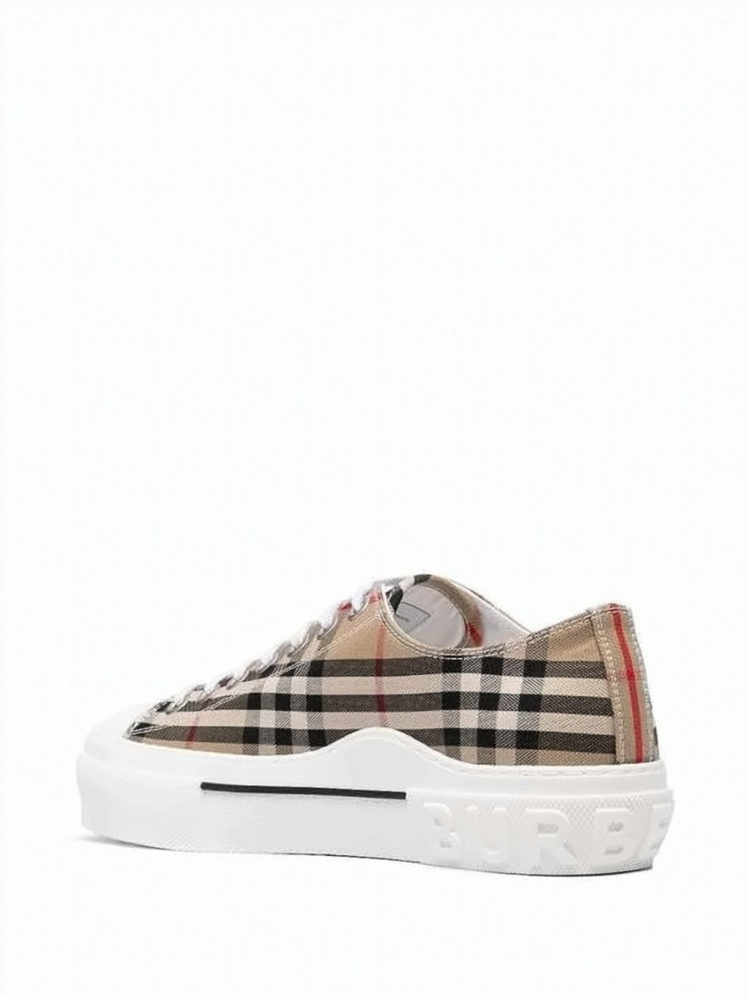 Burberry Vintage Check Cotton Sneakers With Leather Accents