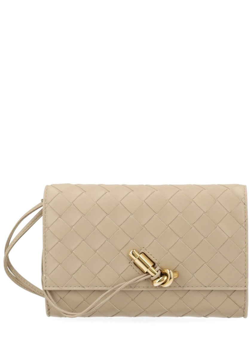 Bottega Veneta Woven Lamb Leather Pochette With Gold-Tone Hardware