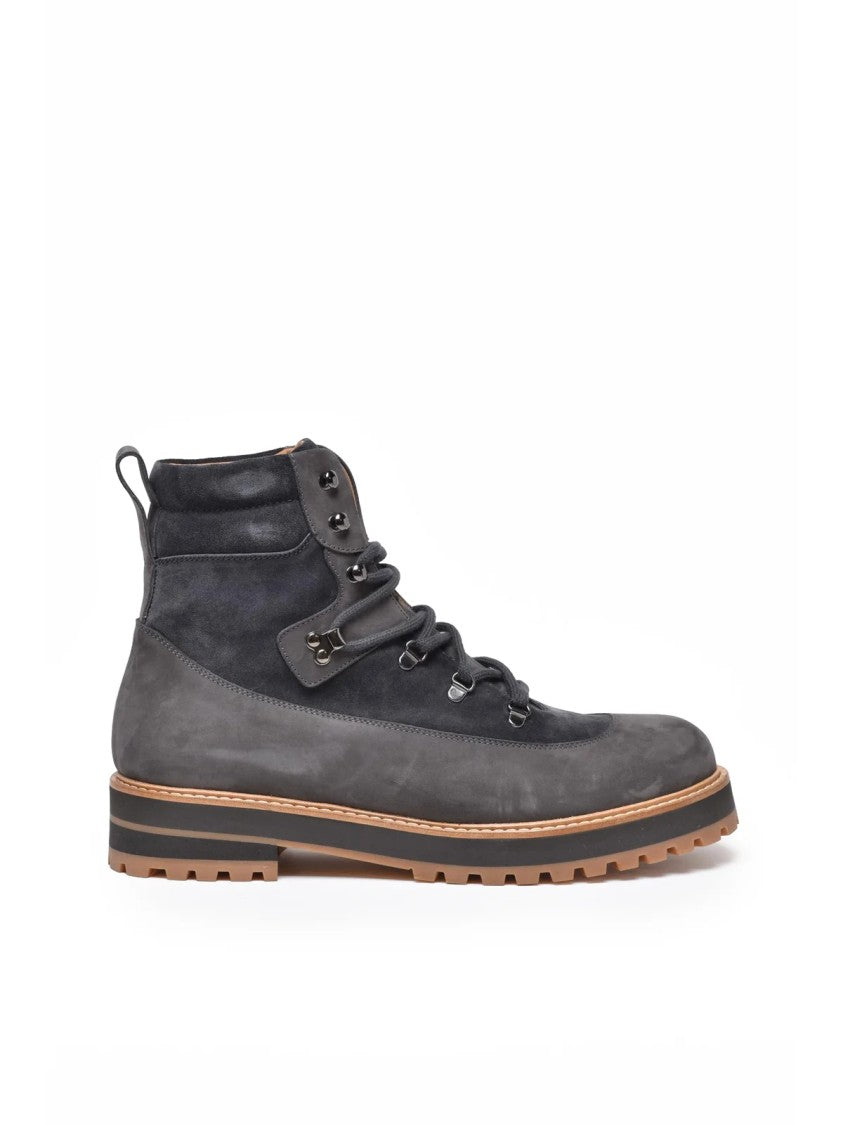 Eleventy Grey Suede High-Top Boots