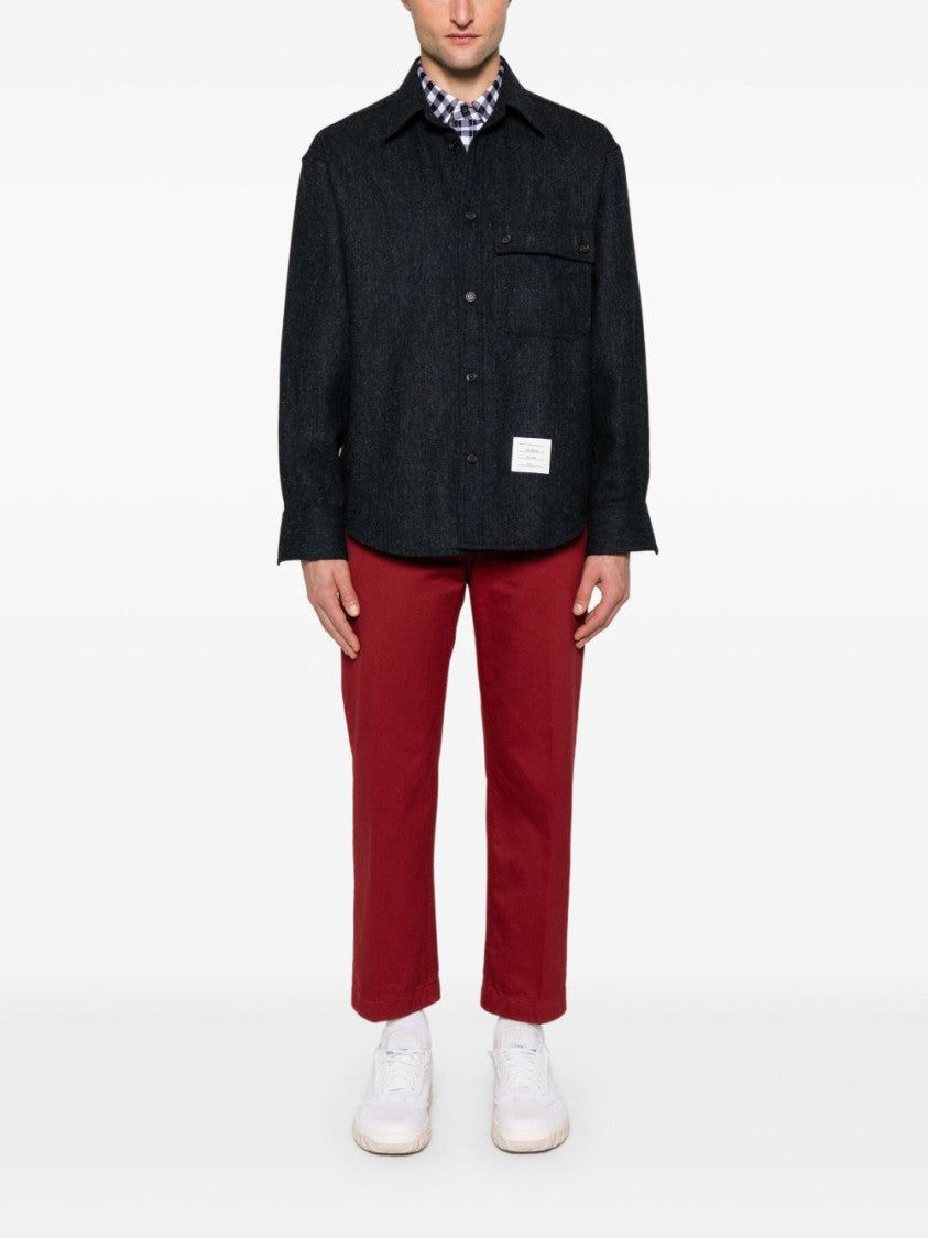 Thom Browne Midnight Blue Tweed Oversized Shirt