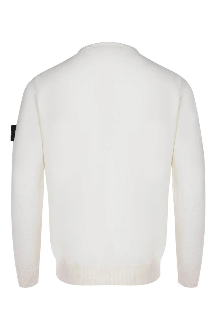 Stone Island White Virgin Wool Mock-Neck Sweater