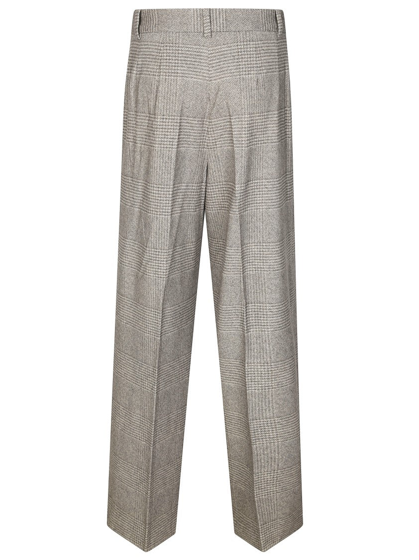Circolo Double Pleat Checkered Tailored Pants