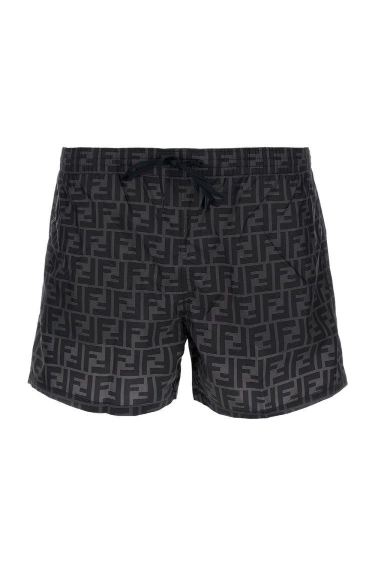 Fendi Boxer-Style Swim Shorts With Tonal 'Ff' Monogram