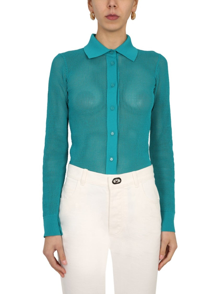 Bottega Veneta Mesh Knit Cardigan With Semi-Transparent Design