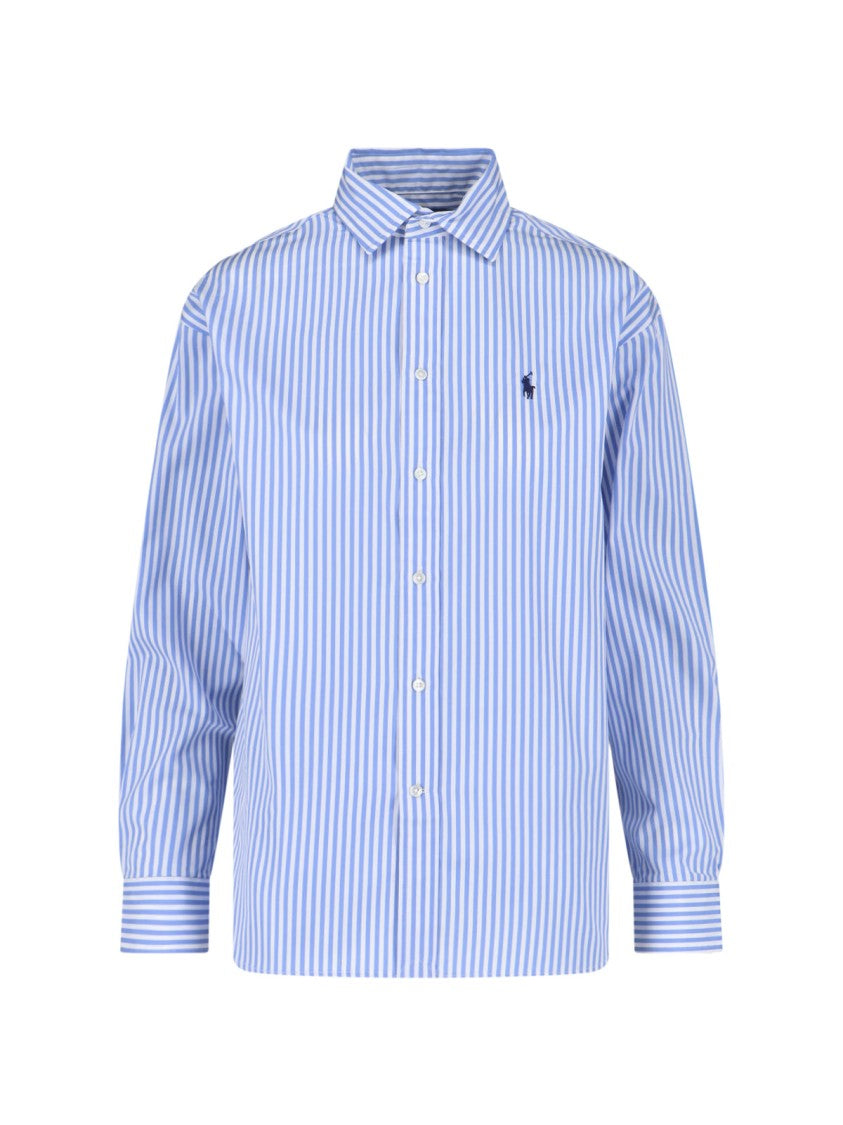 Polo Ralph Lauren Blue Striped Button-Up Cotton Shirt