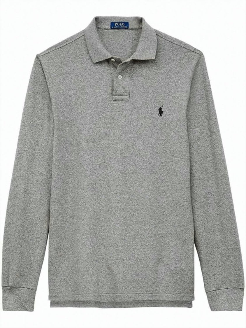 Polo Ralph Lauren Heather Grey Long-Sleeve Polo Shirt With Classic Collar