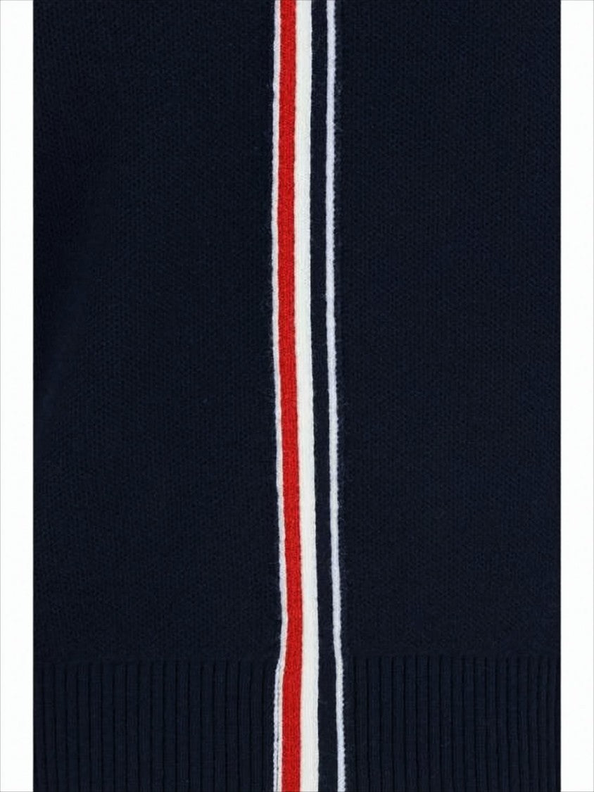 Thom Browne Crew Neck Sweater With Vertical Stripe Detail