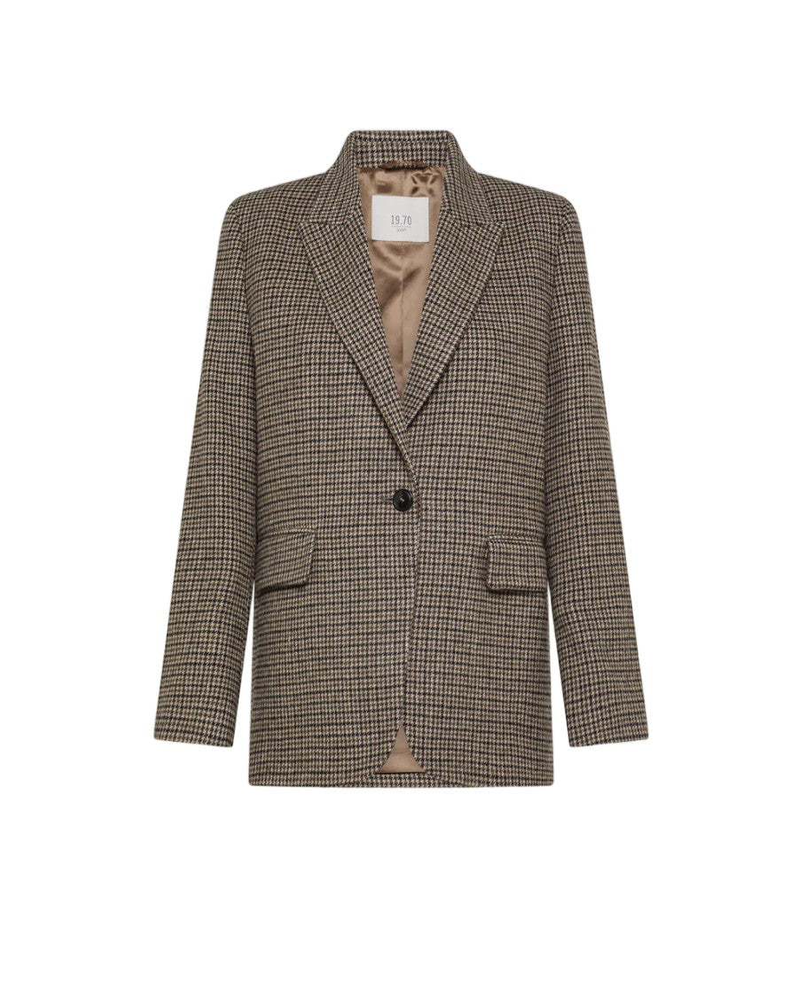 Seventy Single-Breasted Houndstooth Wool-Blend Blazer