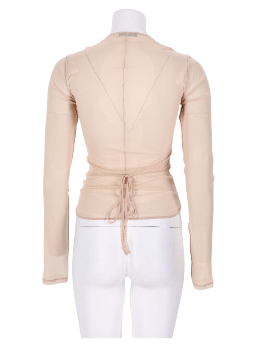 Lemaire Ivory Translucent Long-Sleeved Wrap Top
