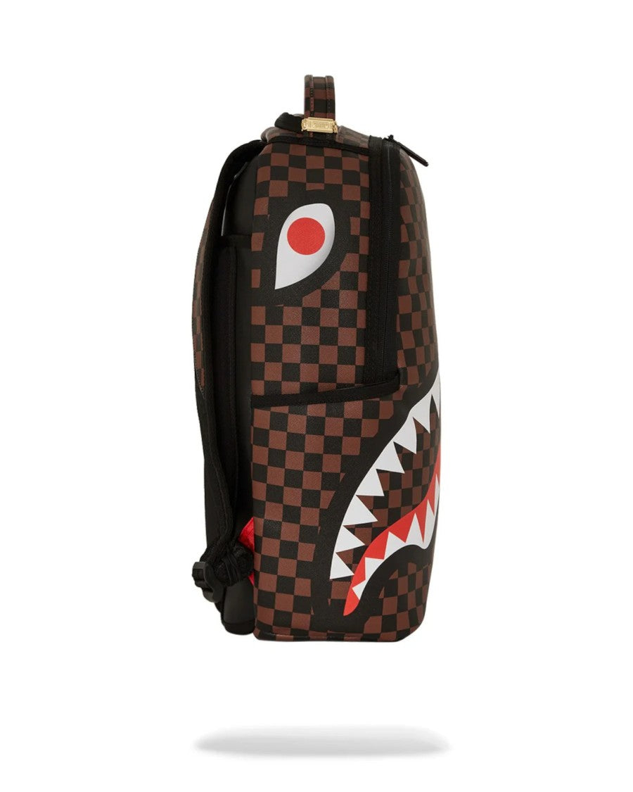 Sprayground Bold Checkerboard Backpack With Graphic Shark Design