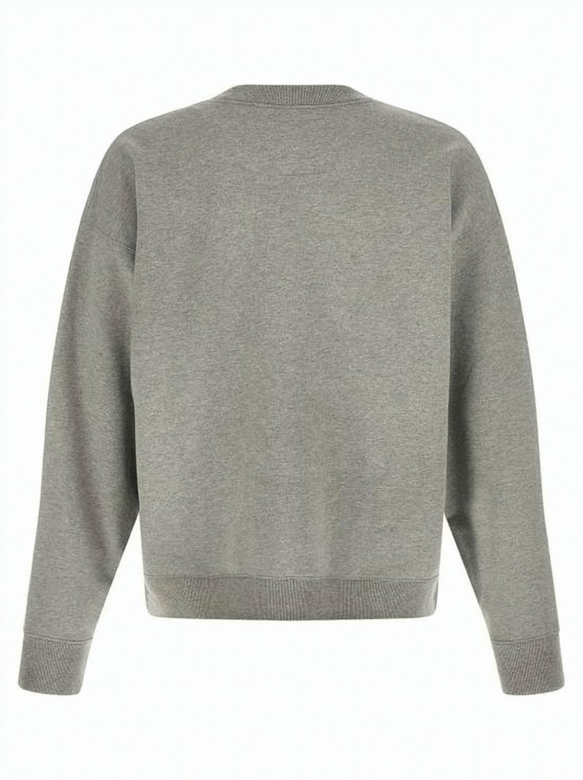 Maison Mihara Yasuhiro Grey Crewneck Sweatshirt With Distressed Orange Text