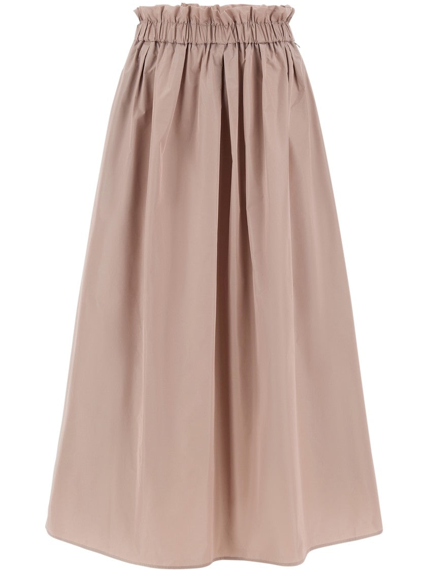 Herno Midi Skirt With Gathered Waistband And Soft Pleats