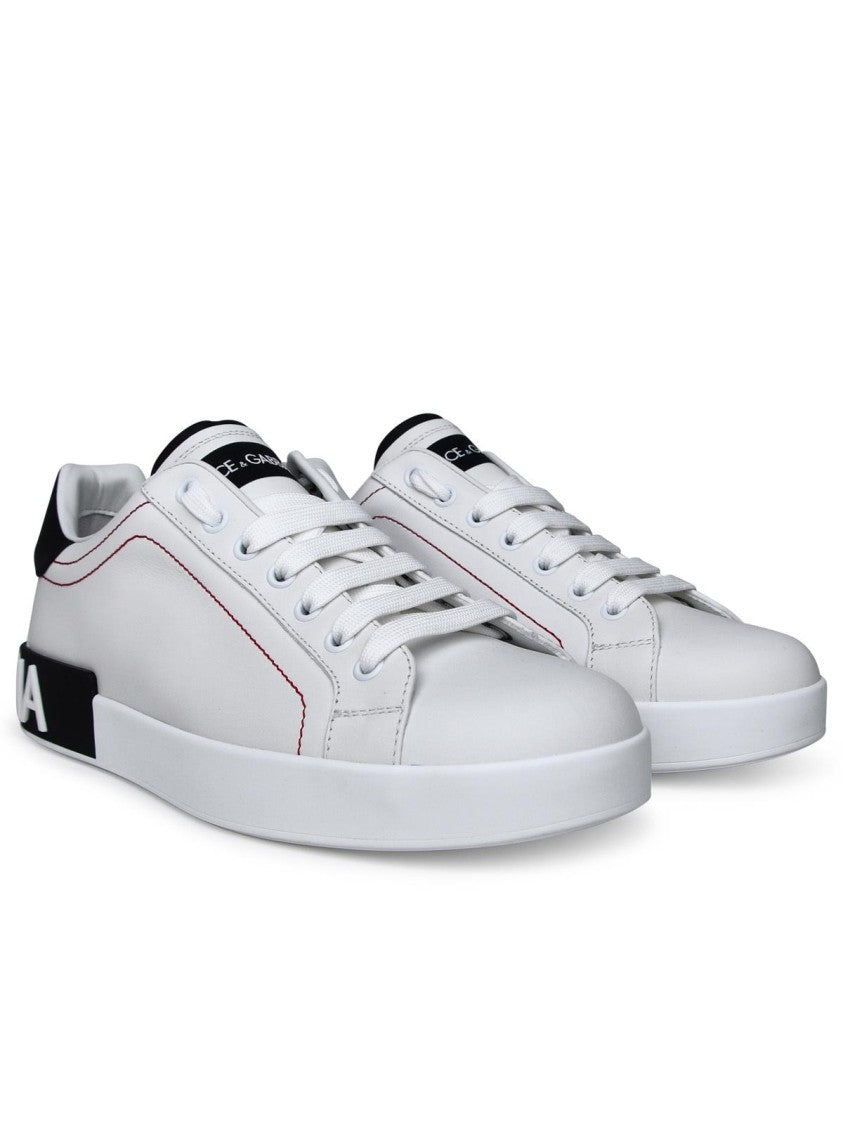 Dolce & Gabbana Portofino White Leather Sneakers