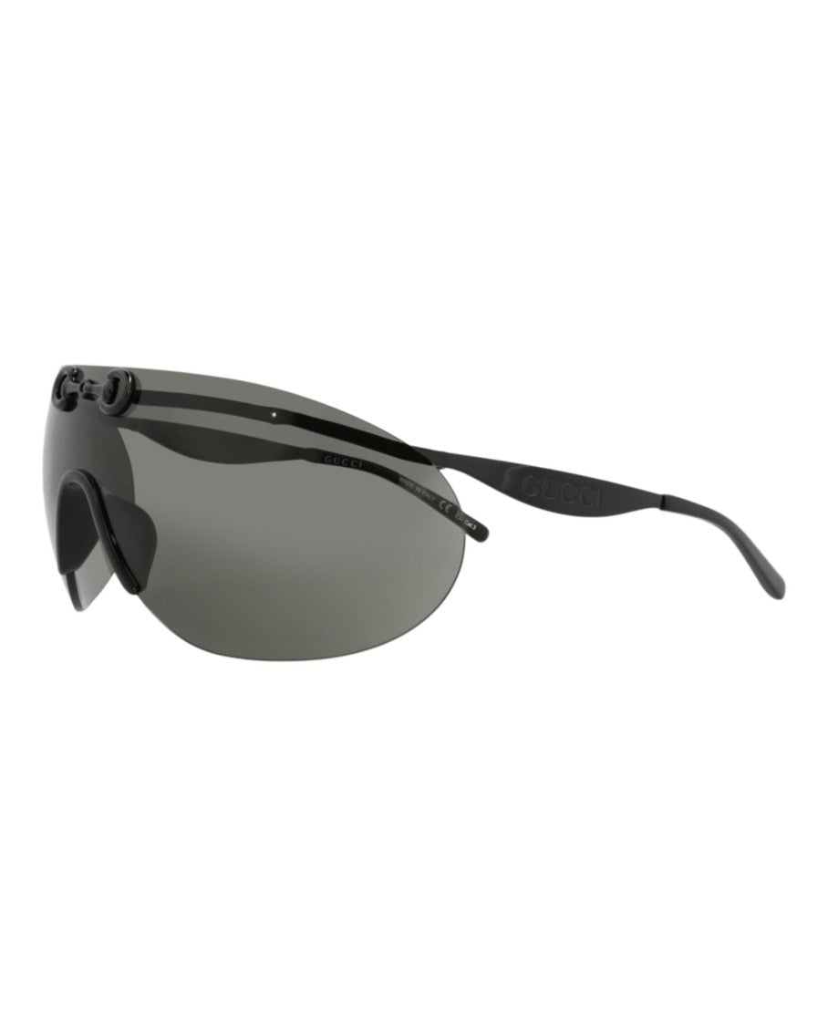 Gucci Shield-Frame Metal Sunglasses