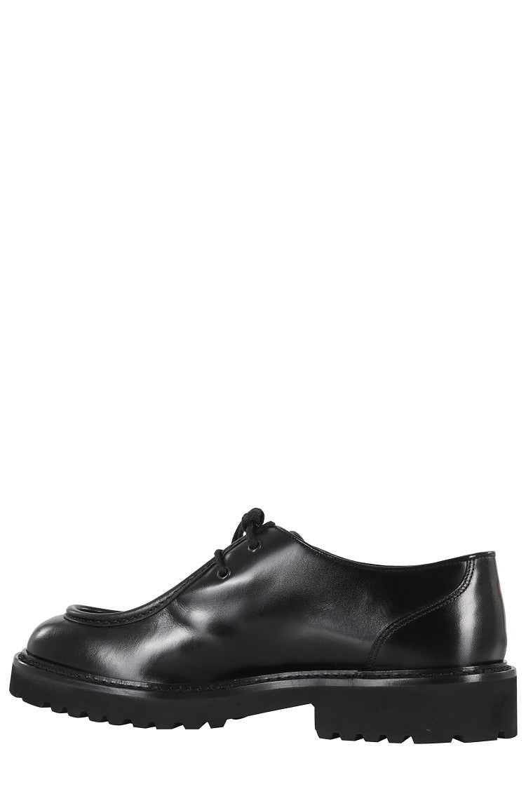 Doucal's Black Smooth Leather Derby Shoes With Lace-Up Closure