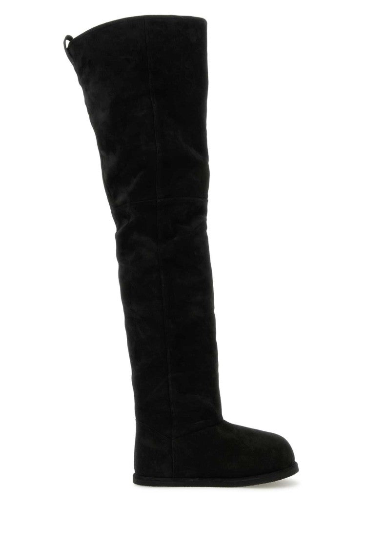 Amina Muaddi Black Suede Heidi Over-The-Knee Boots