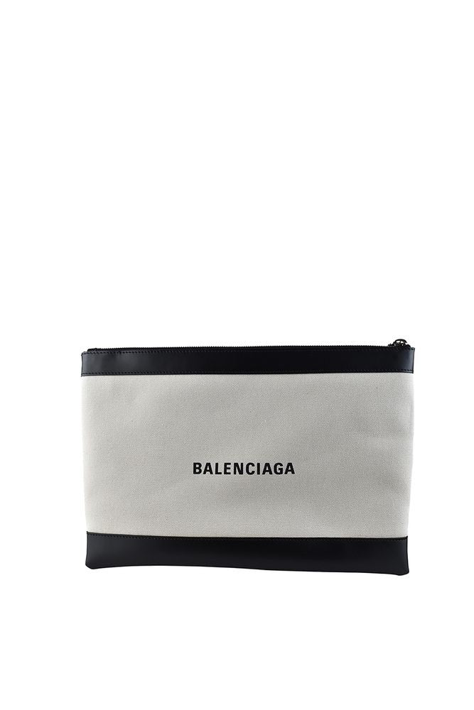 Balenciaga Light Beige Cotton Canvas Clutch Bag