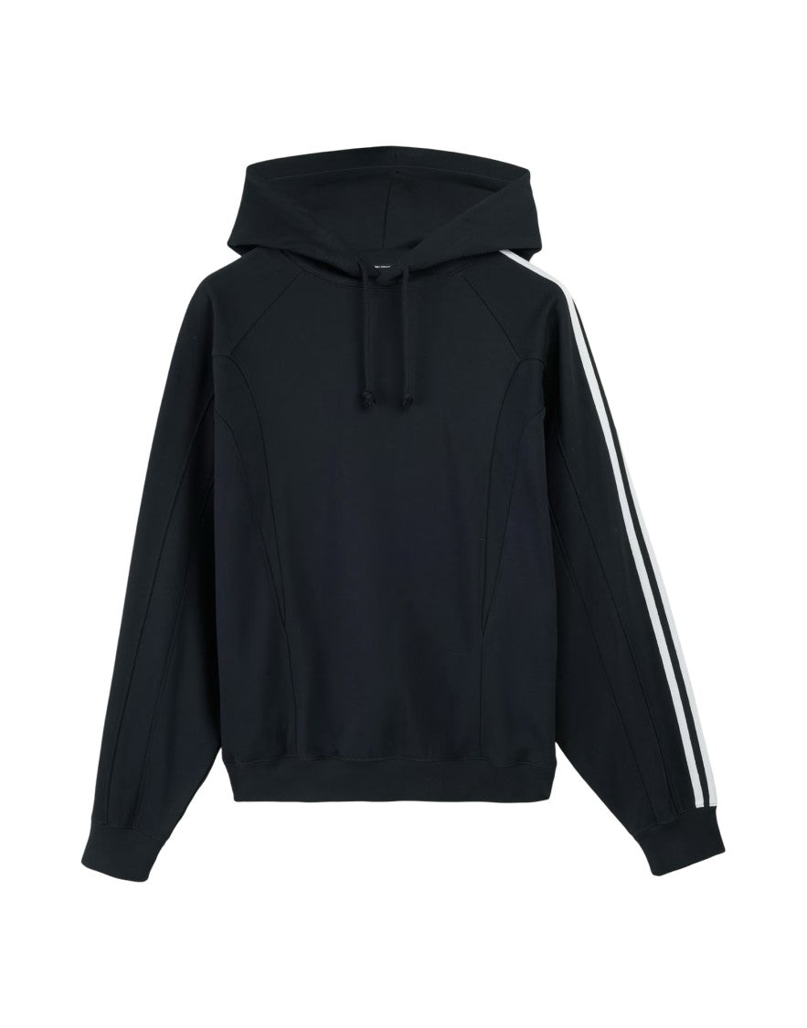 Y-3 Relaxed Fit Black Hoodie With Contrasting Stripes