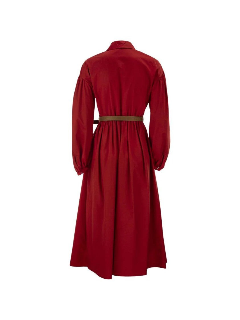 Max Mara Knee-Length Red Midi Dress With Tailored Waist