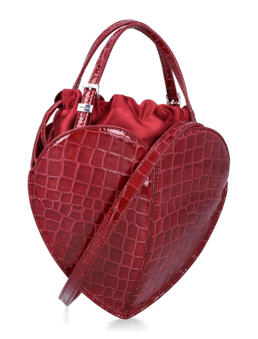Rotate Bordeaux Crocodile-Embossed Patent Leather Heart Bag