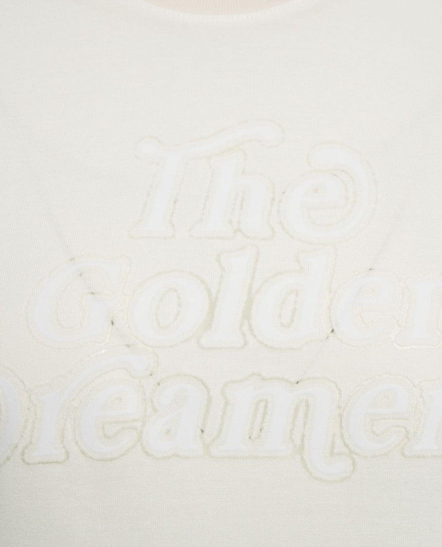 Golden Goose Embroidered Logo T-Shirt In Soft White Cotton