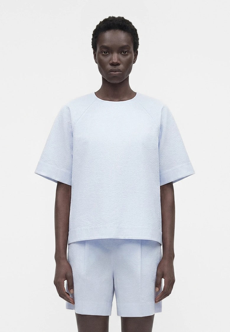 Max Mara Boxy Short-Sleeved Top With Textured Fabric