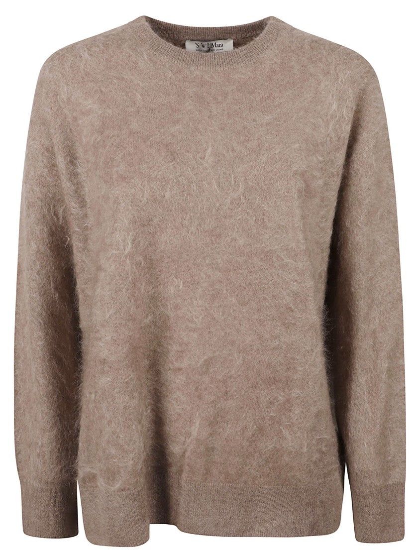 Max Mara Plush Relaxed-Fit Sweater With Round Neckline And Ribbed Cuffs