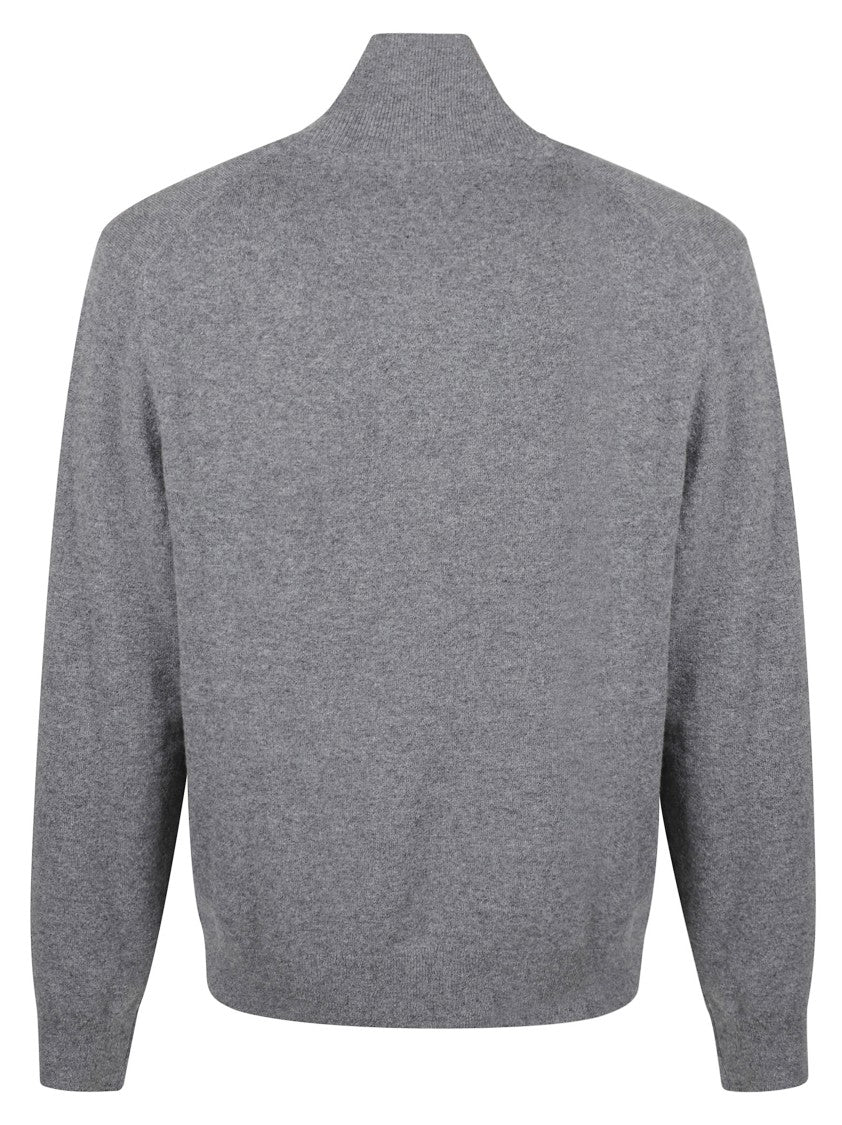 Burberry Half-Zip Knit Sweater With Ribbed Accents