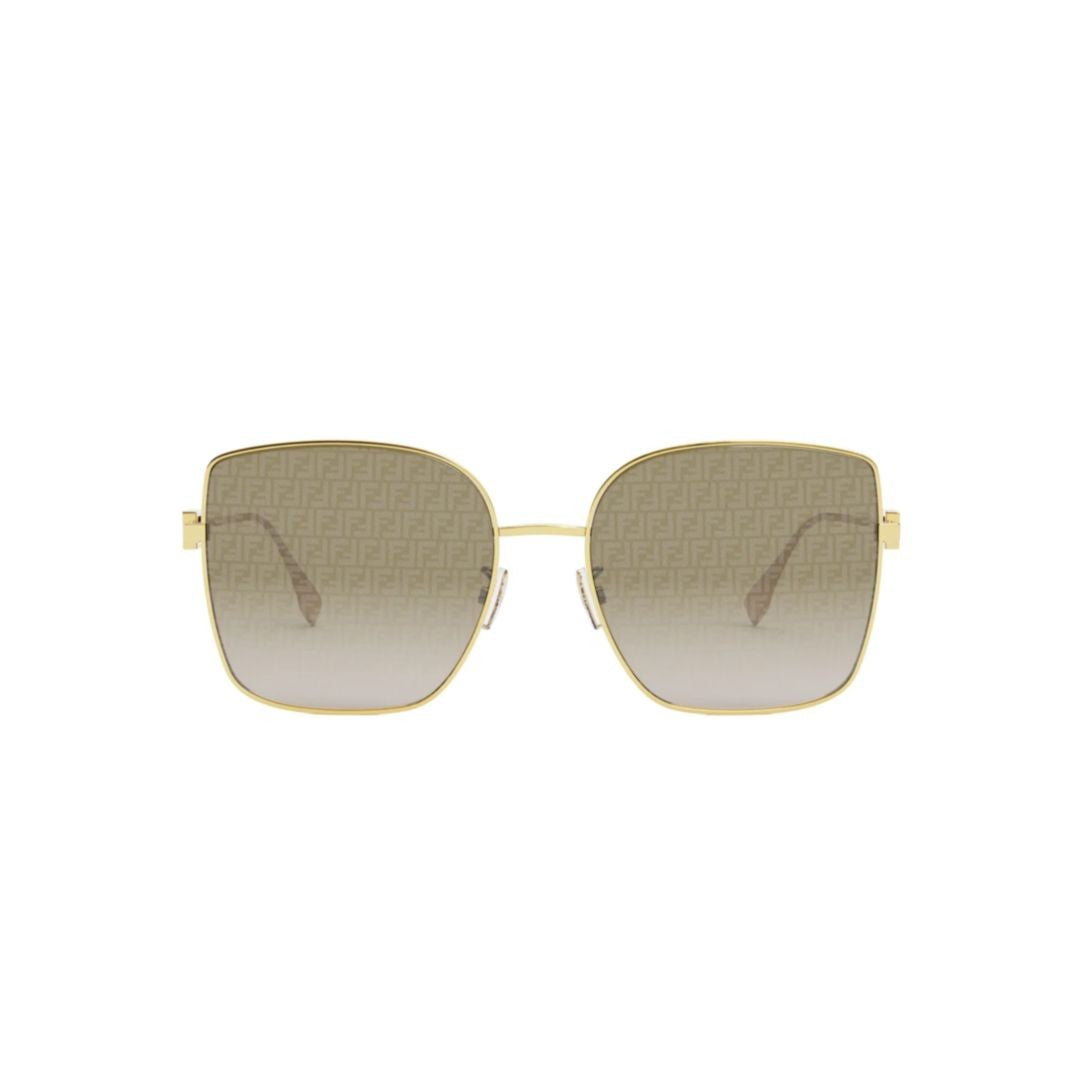 Fendi Fe40013u Square-Frame Gold Metallic Sunglasses