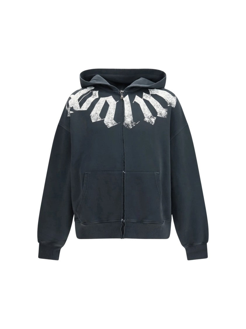 Palm Angels Relaxed Fit Zip-Up Cotton Hoodie