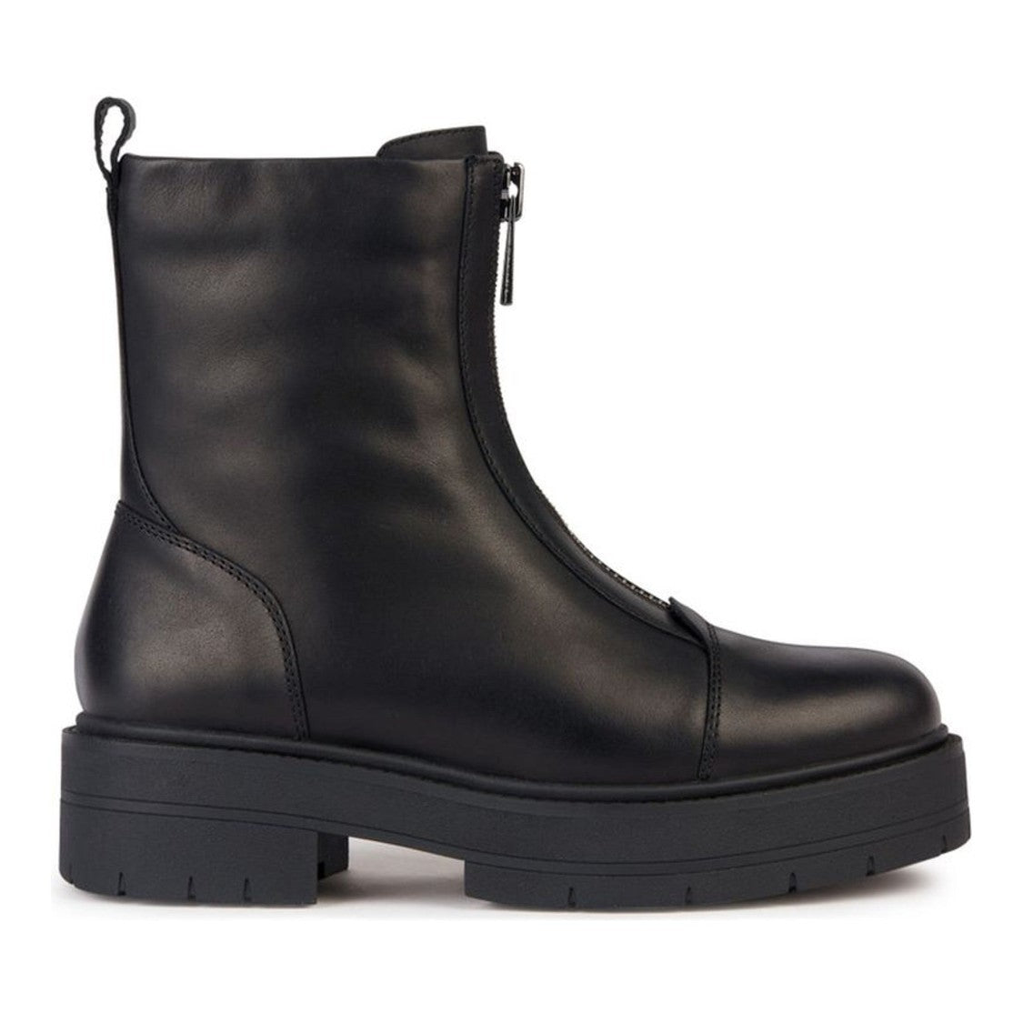 Geox Spherica Ec7 Black Smooth Leather Ankle Boots