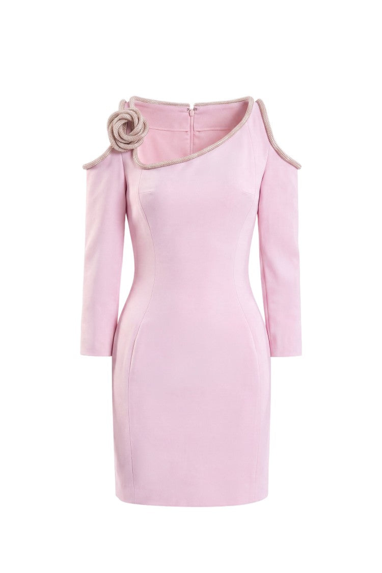 Saiid Kobeisy Pink Mini Dress With Crystal Embellishments