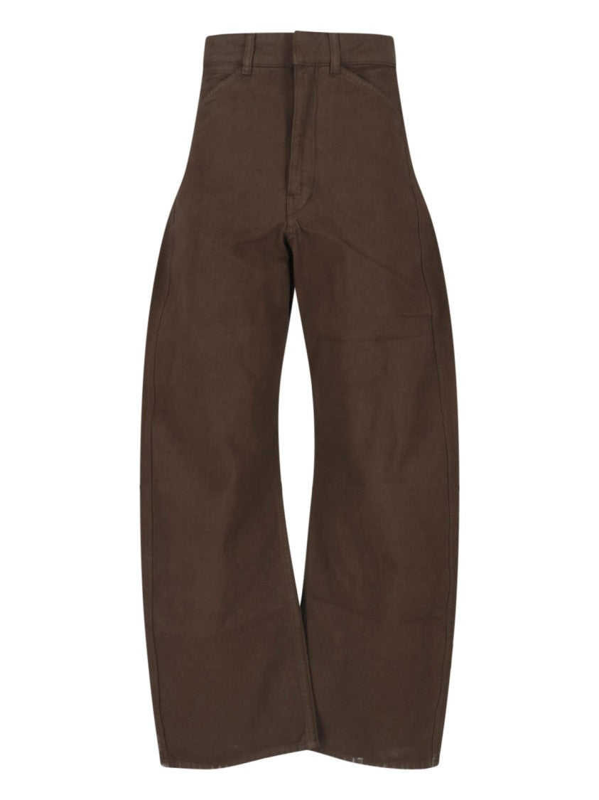 Lemaire Brown Rounded Wide-Leg Cotton Pants