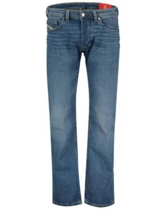 Diesel Medium Blue Wash Denim Pants With Subtle Whiskering