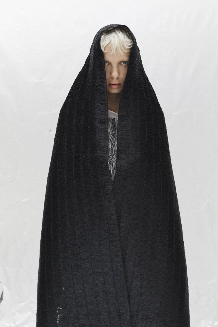 Pier Antonio Gaspari Black Textured Draped Belted Gilet