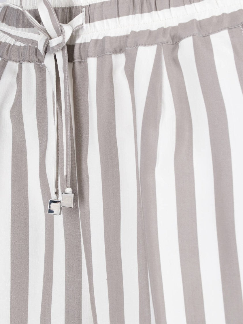 Kiton Wide-Leg Vertical Striped Silk Trousers