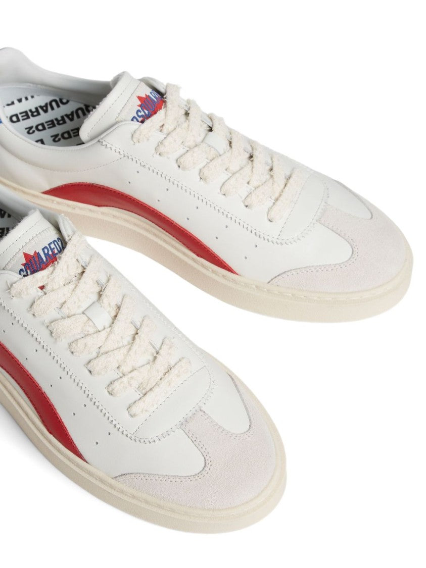 Dsquared2 White Leather Sneakers With Contrasting Accents