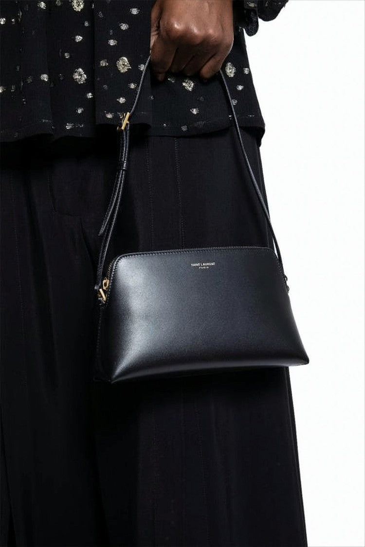 Saint Laurent Rectangular Calf Leather Shoulder Bag With Adjustable Strap