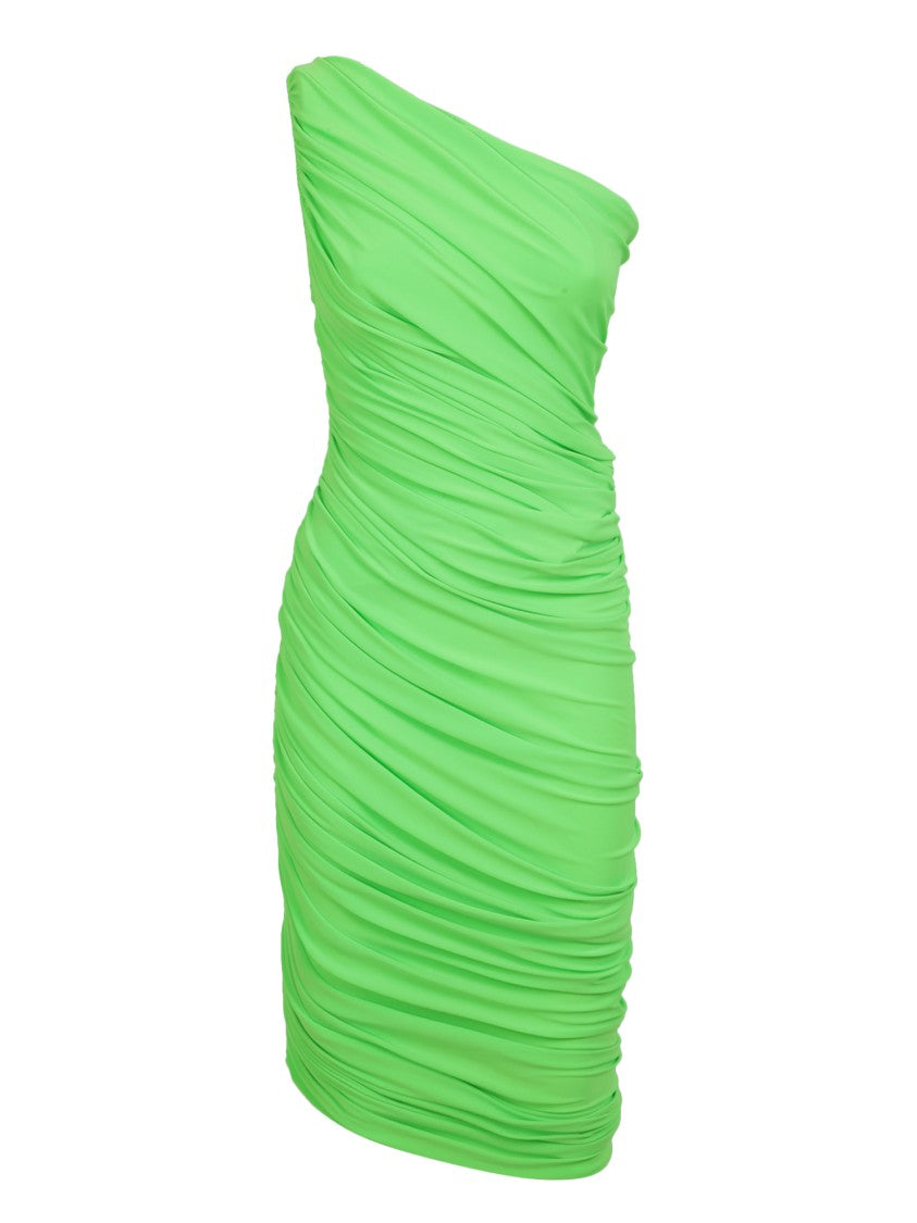 Norma Kamali One Shoulder Neon Green Dress