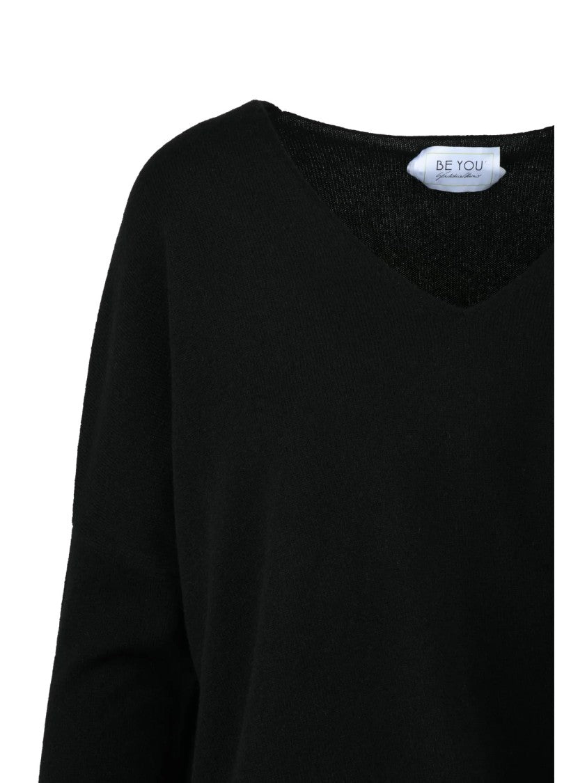 Be You Black V-Neck Cashmere Sweater
