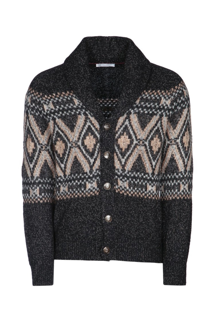 Brunello Cucinelli Cropped Geometric Cardigan With Shawl Collar