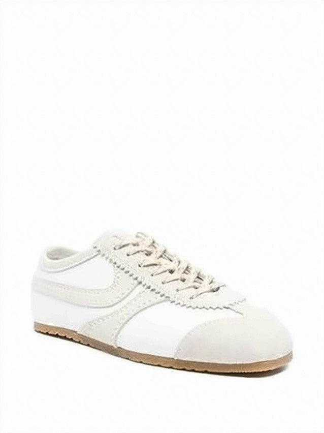 Dries Van Noten White Leather Sneakers With Suede Overlays
