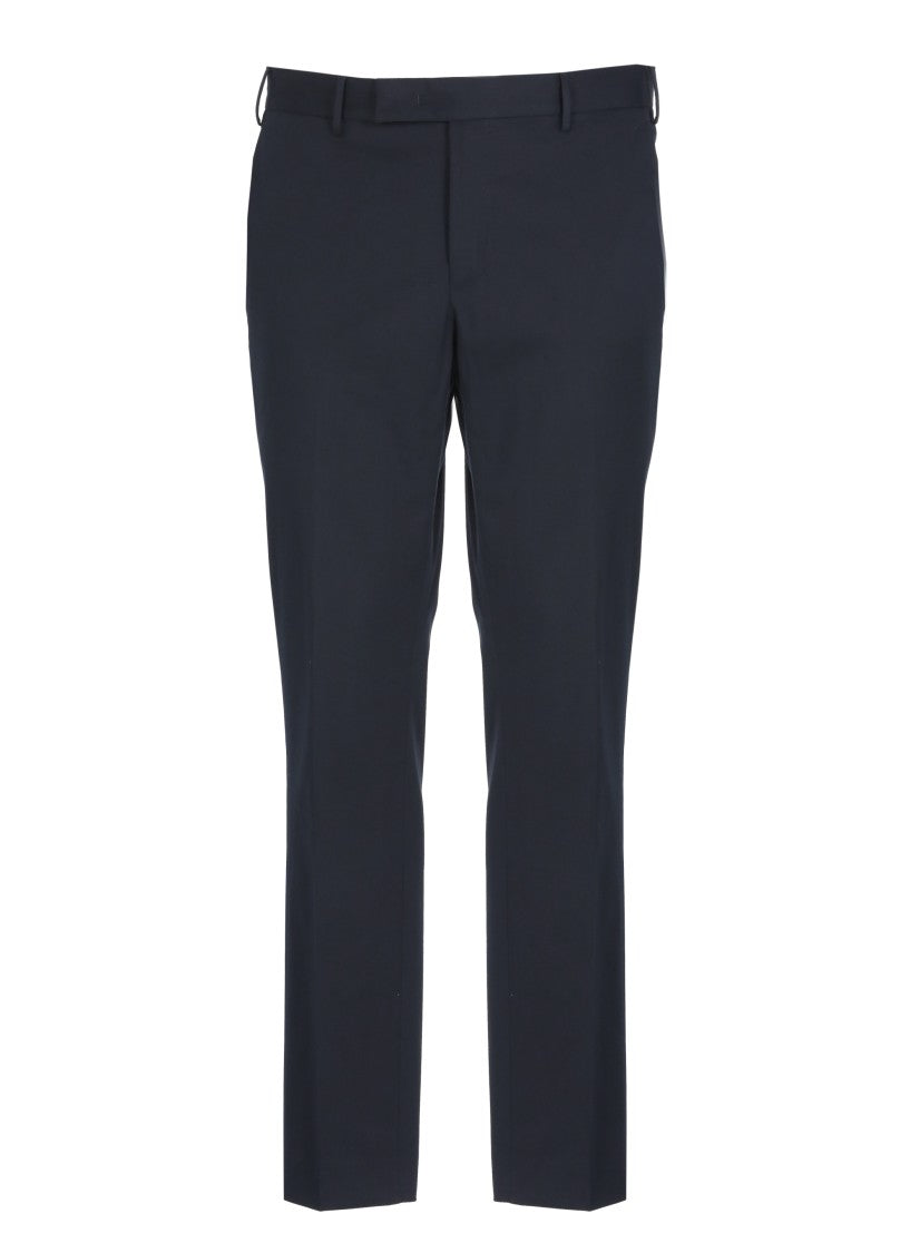 Pt Torino Blue Cotton Straight-Leg Pants