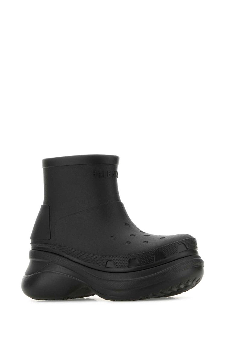 Balenciaga Black Rubber Ankle Boots With Chunky Sole