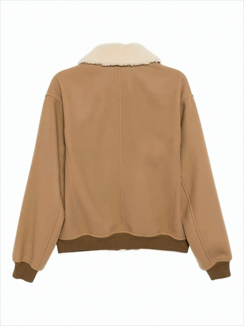 Tom Ford Cropped Wool Jacket With Plush Shearling Collar