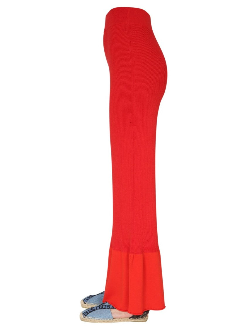 Stella Mccartney Ribbed Knit Trousers With Wide-Leg Silhouette