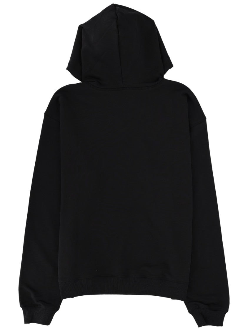 Diesel Regular Fit Black Hoodie With Drawstring And Logo Detail