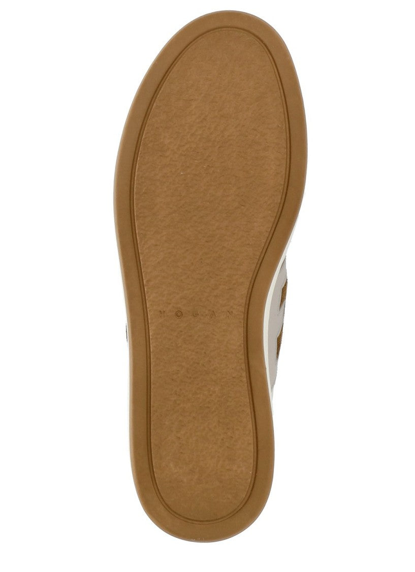 Hogan Ivory H-Tv Suede Inserts Sneakers