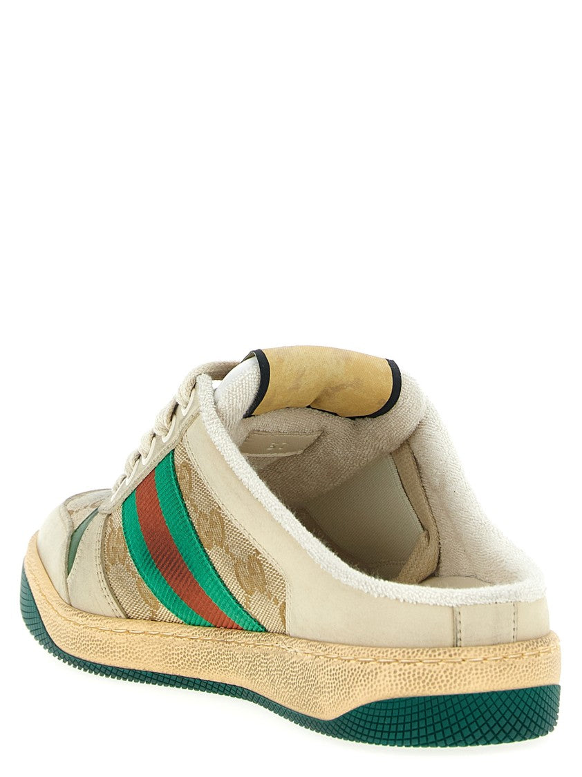 Gucci Vintage-Inspired Gg Leather And Fabric Sabots