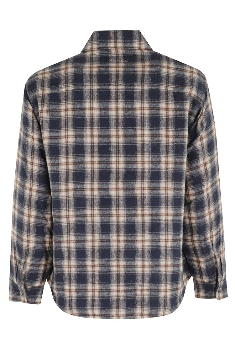 Dunst Quilted Check Flannel Jacket In Navy